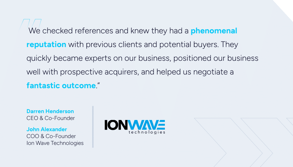 A quote from former SEG client Darren Henderson of Ion Wave