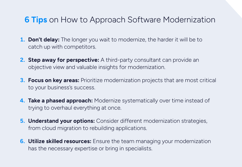 6 tips on how to approach software modernization